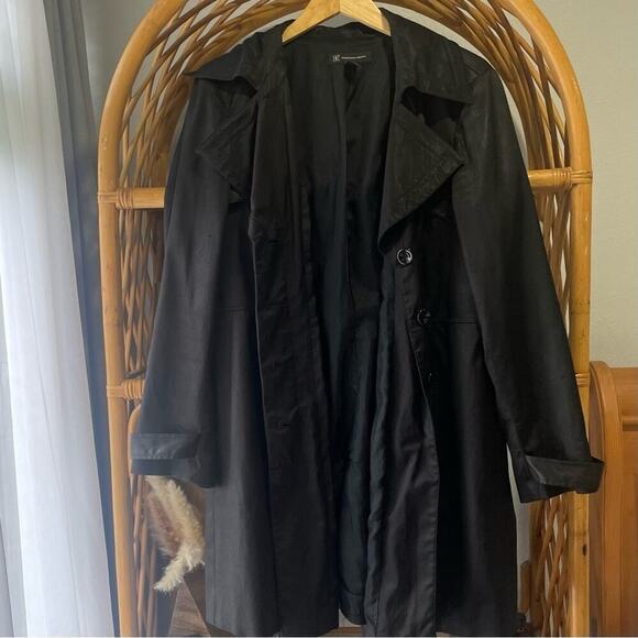 Black Trench Coat by INC International Concepts Woman’s XL #westerngoth - Picture 4 of 15